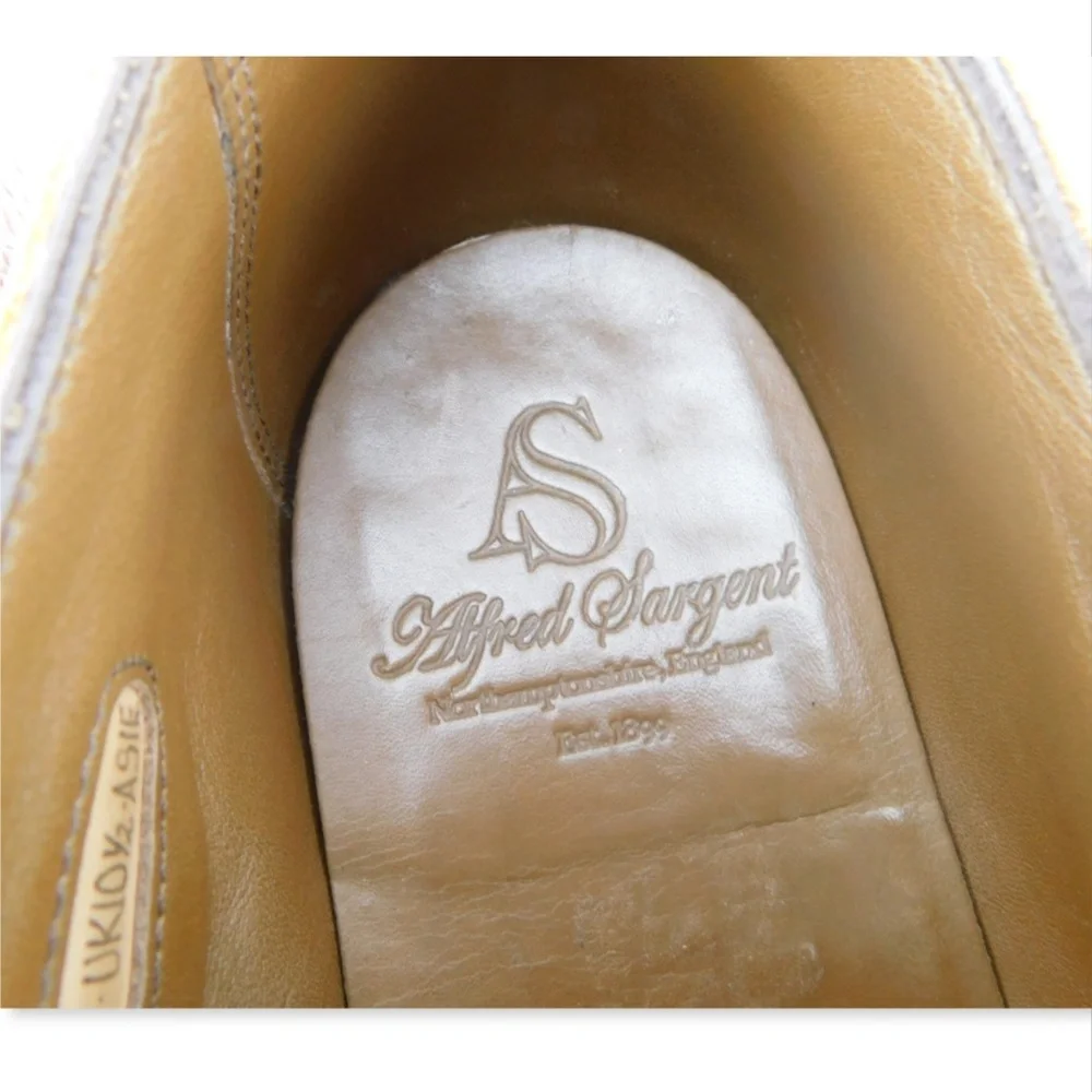 ALFRED SARGENT AS Natural Tan Brown Leather Cap Toe Oxfords Shoes 10.5 UK